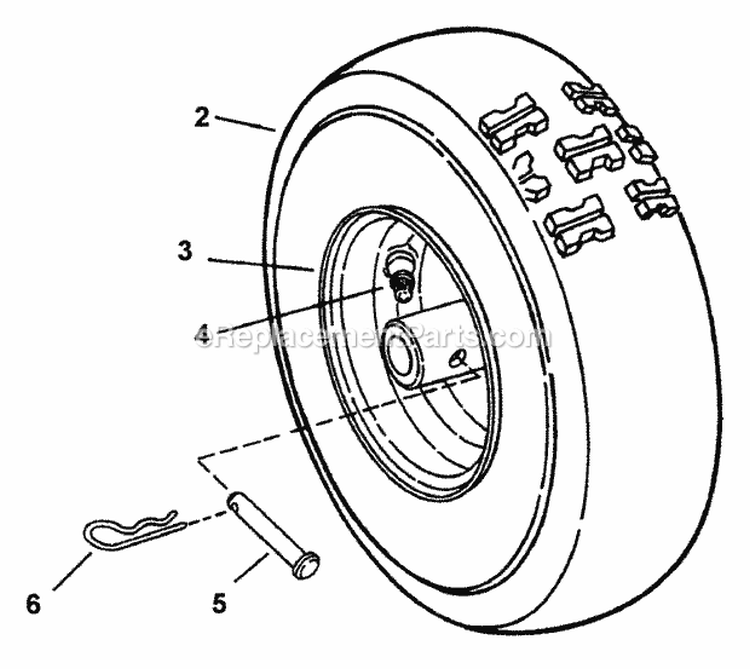 Wheel And Tire Assembly Diagram and Parts List for EI55223  Snapper Snow Blower