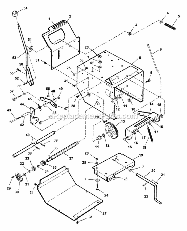 Frame Traction Drive Diagram and Parts List for EI7244  Snapper Snow Blower