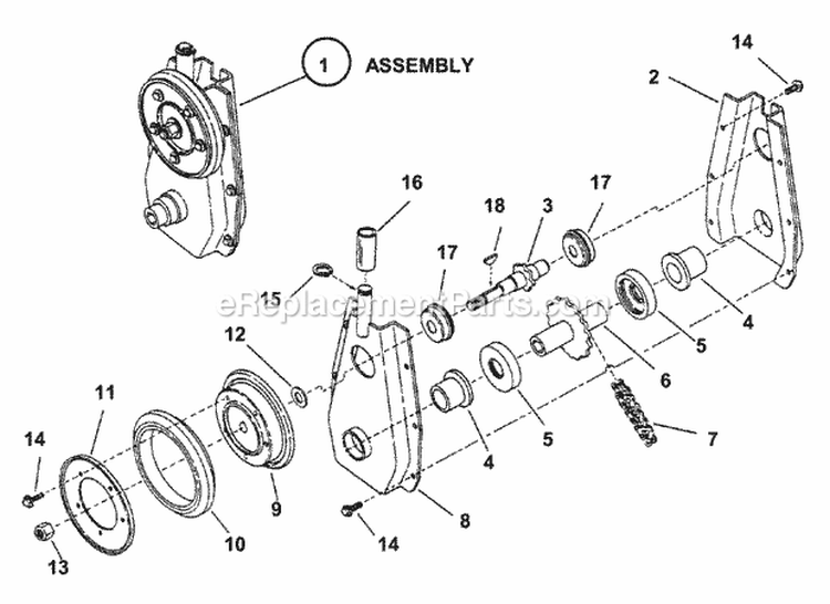 Chain Case Diagram and Parts List for EI7244  Snapper Snow Blower
