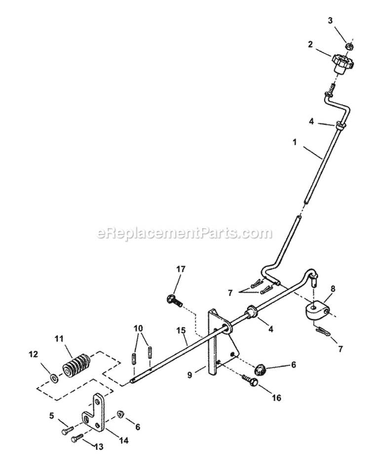 Chute Crank Control Diagram and Parts List for EI7244  Snapper Snow Blower