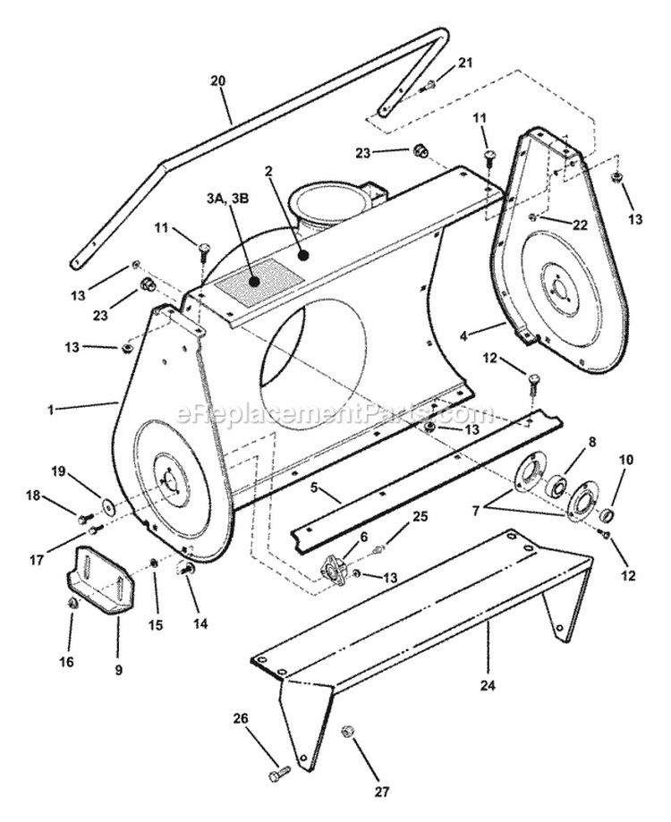 Collector Housing (3 Piece Bolted) Diagram and Parts List for EI7244  Snapper Snow Blower