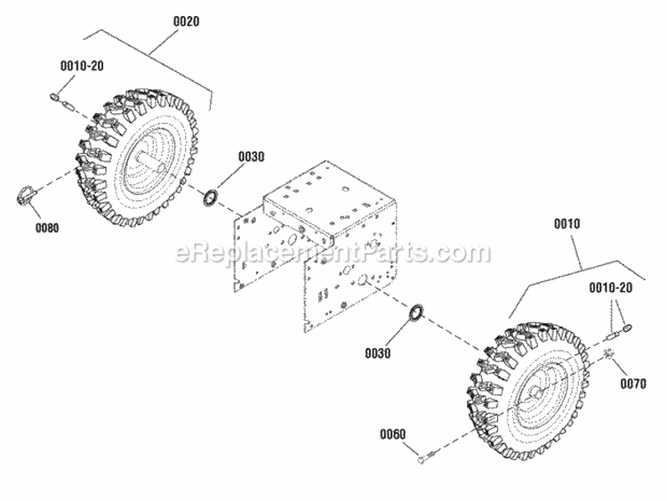 Wheel  Tire Group Diagram and Parts List for I924EX 1695852 Snapper Snow Blower