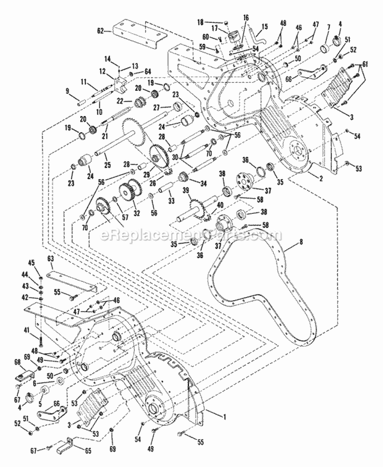 Main Case  Gears Diagram and Parts List for IR4001 85329 Snapper Tiller
