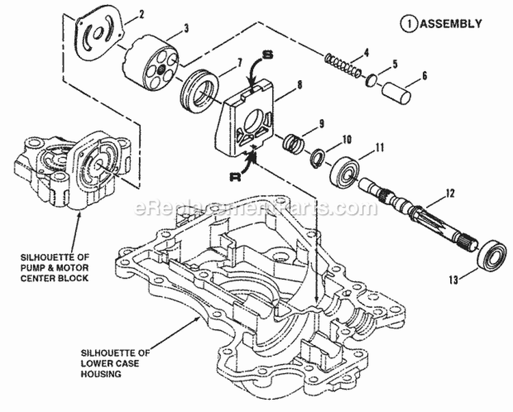 Motor Shaft Assembly Diagram and Parts List for K55  Snapper Lawn Tractor