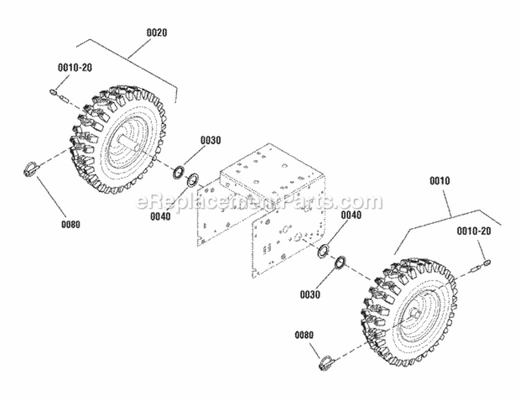 Wheels  Tires Group Diagram and Parts List for L1226EX 1696010 Snapper Snow Blower