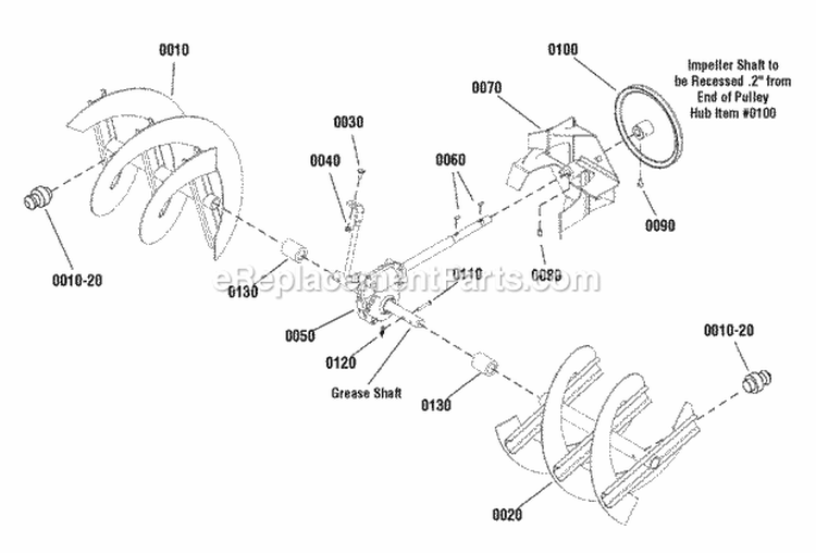 Auger Drive Group - Heavy Duty Diagram and Parts List for L1630E 1695682 Snapper Snow Blower
