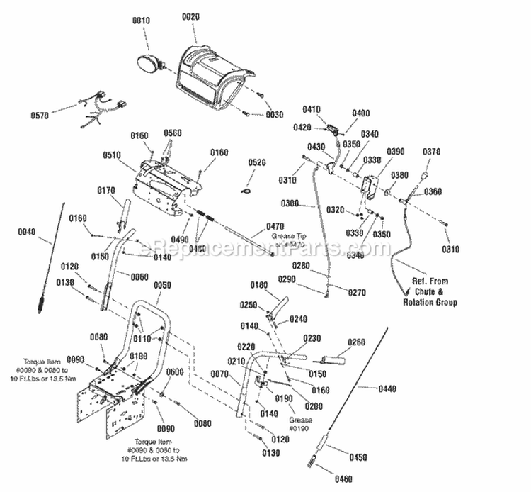 Handles  Controls Group - Steel Dash Diagram and Parts List for L1630E 1695682 Snapper Snow Blower