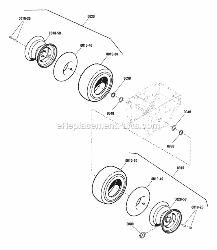 Wheel  Tire Group Diagram and Parts List for L1630E 1695682 Snapper Snow Blower