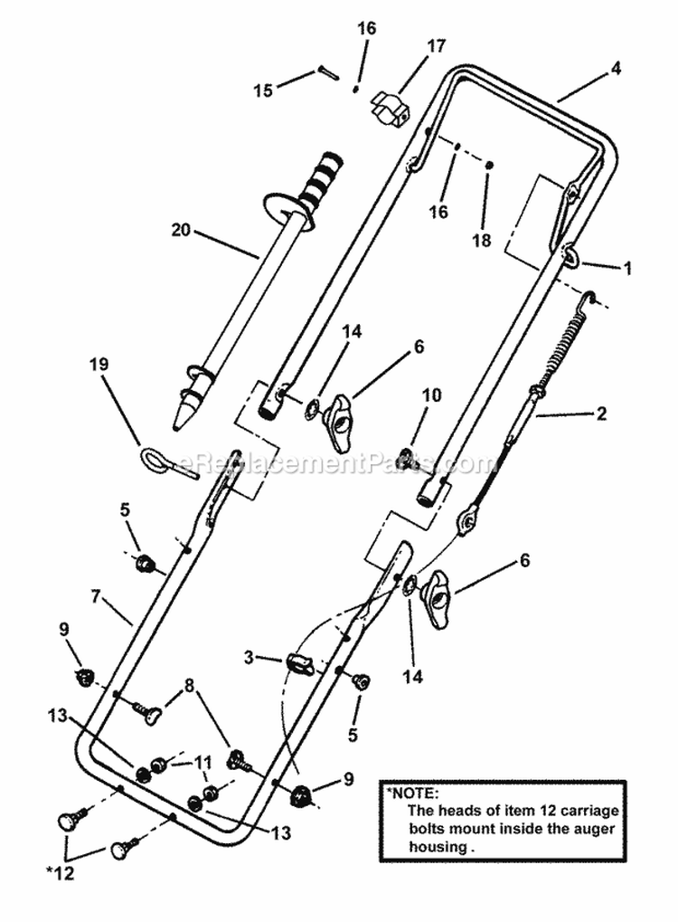 Handles Auger Control Diagram and Parts List for ELE3190R 84675 Snapper Snow Blower