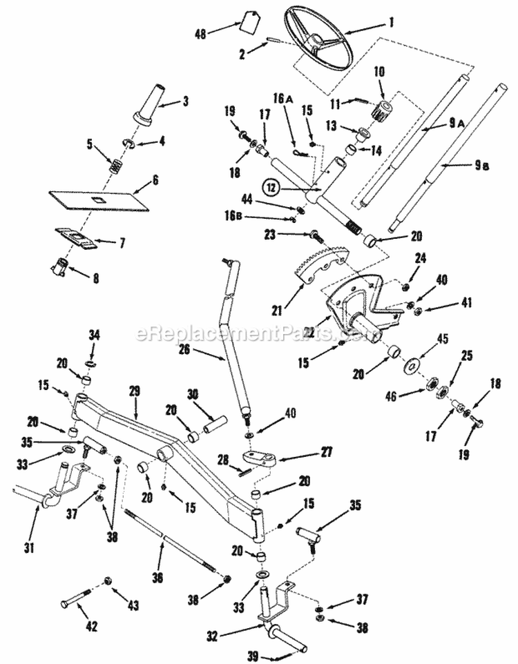 Steering  Front Axle Parts Diagram and Parts List for LT11001  Snapper Lawn Tractor