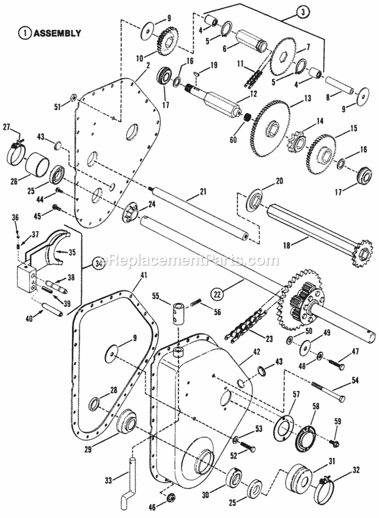 Transmission Assembly Parts Diagram and Parts List for LT11001  Snapper Lawn Tractor
