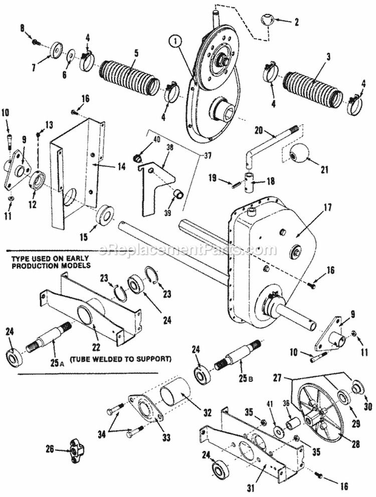 Drive Disc Rear Axle Components Diagram and Parts List for LT11001  Snapper Lawn Tractor