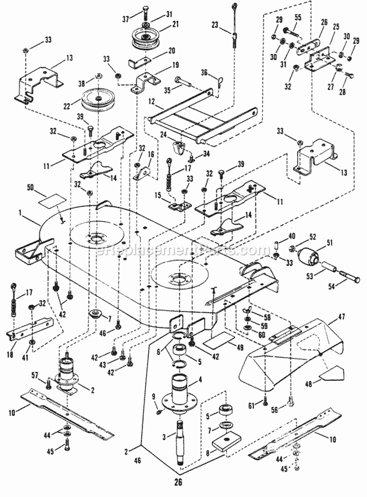 41 Cutting Deck Diagram and Parts List for LT115D411B  Snapper Lawn Tractor