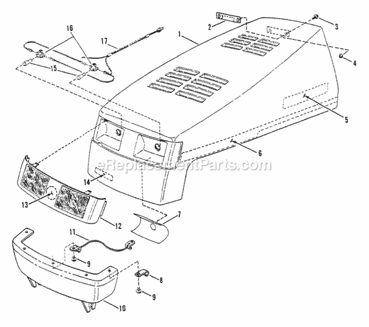 Hood Bumper  Components Diagram and Parts List for ELT125D331KV  Snapper Lawn Tractor