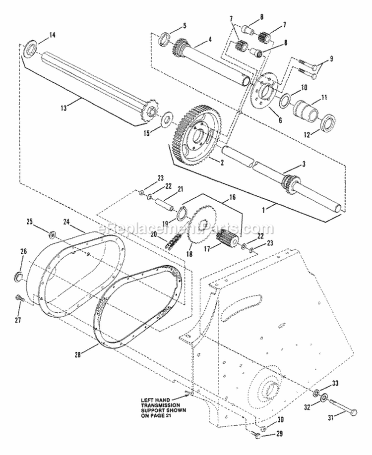 Transmission Assembly Diagram and Parts List for ELT125D331KV  Snapper Lawn Tractor
