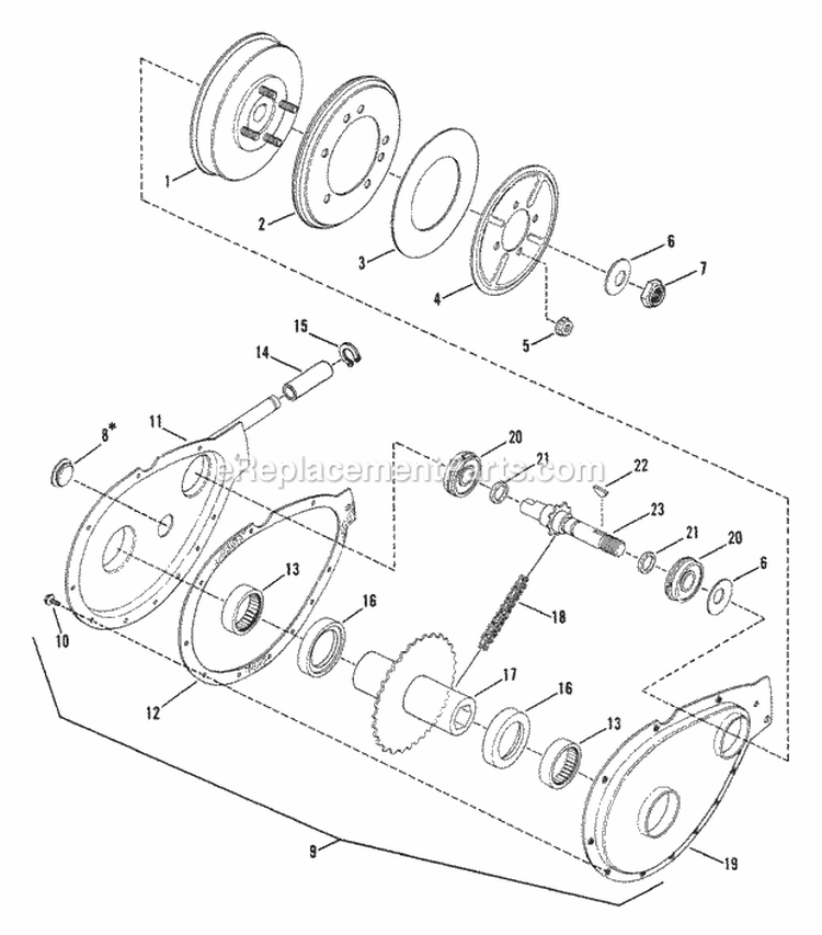 Chain Case  Smooth Clutch Assembly Diagram and Parts List for ELT125D331KV  Snapper Lawn Tractor