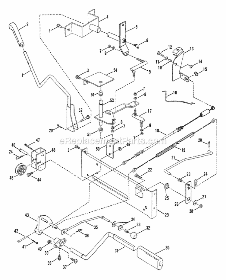 Clutch Brake  Transmission Controls Diagram and Parts List for ELT125D331KV  Snapper Lawn Tractor