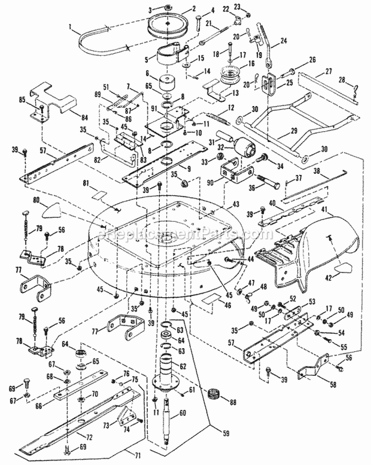 33 Cutting Deck Belts Brakes Diagram and Parts List for ELT125G33AB  Snapper Lawn Tractor