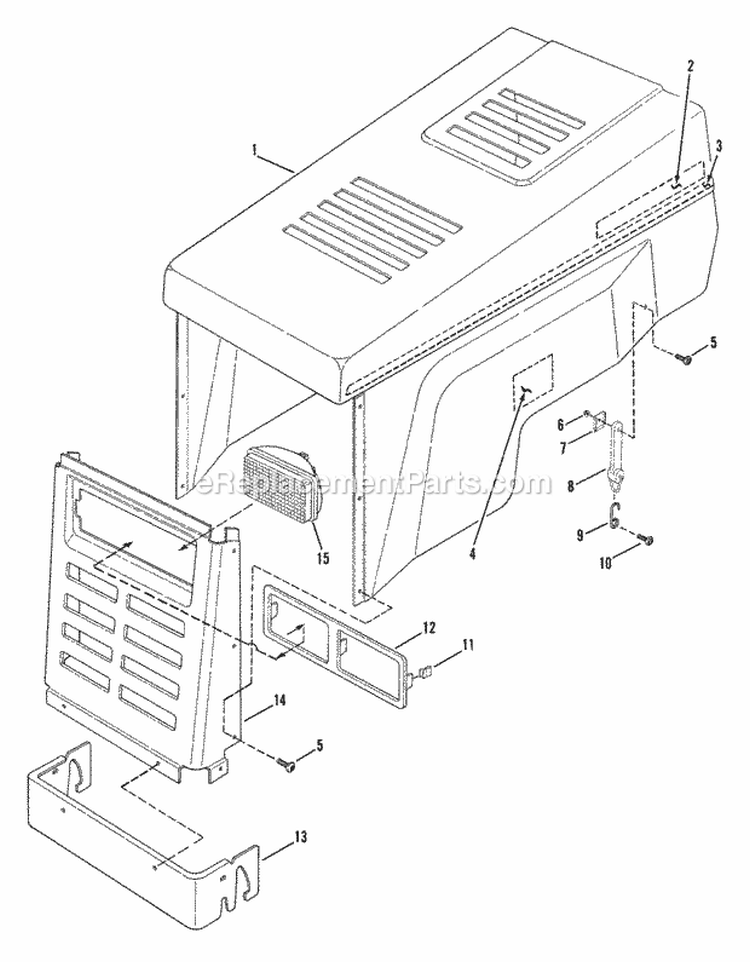 Hood Grille Headlamps Diagram and Parts List for LT12D330B  Snapper Lawn Tractor