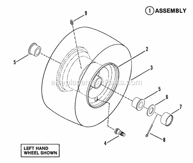 Wheels - Front Diagram and Parts List for LT12D330B  Snapper Lawn Tractor