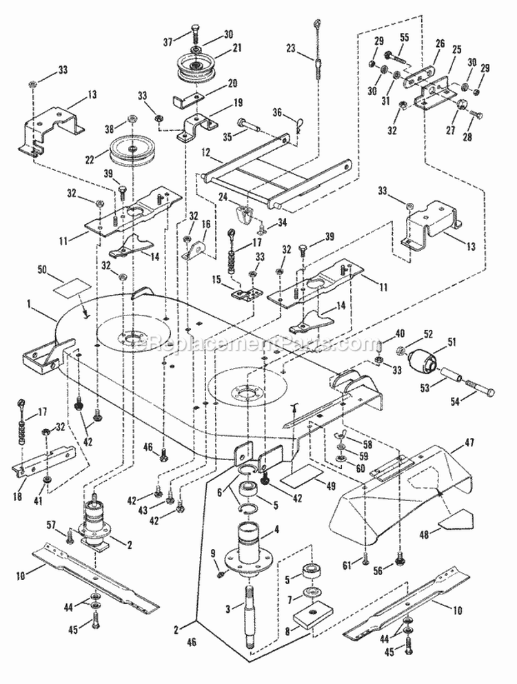 41 Cutting Deck Diagram and Parts List for LT12D411TV  Snapper Lawn Tractor