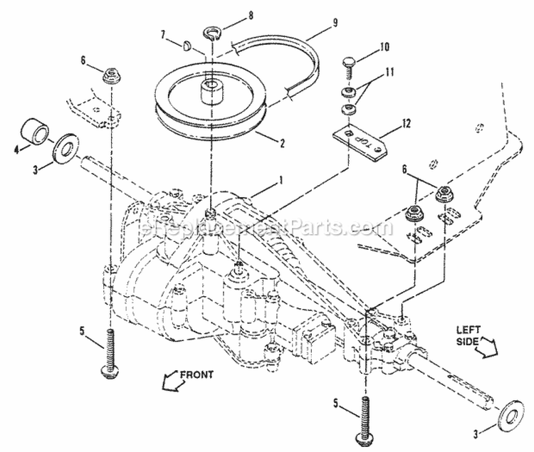 Transmission Group Diagram and Parts List for ELT130G38AB  Snapper Lawn Tractor