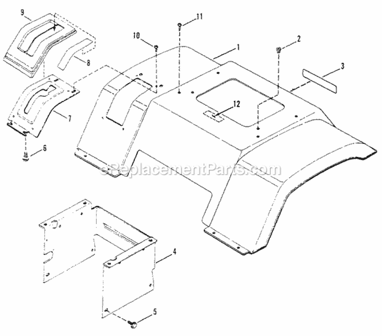 Rear Fender  Components Diagram and Parts List for ELT130G38AB  Snapper Lawn Tractor