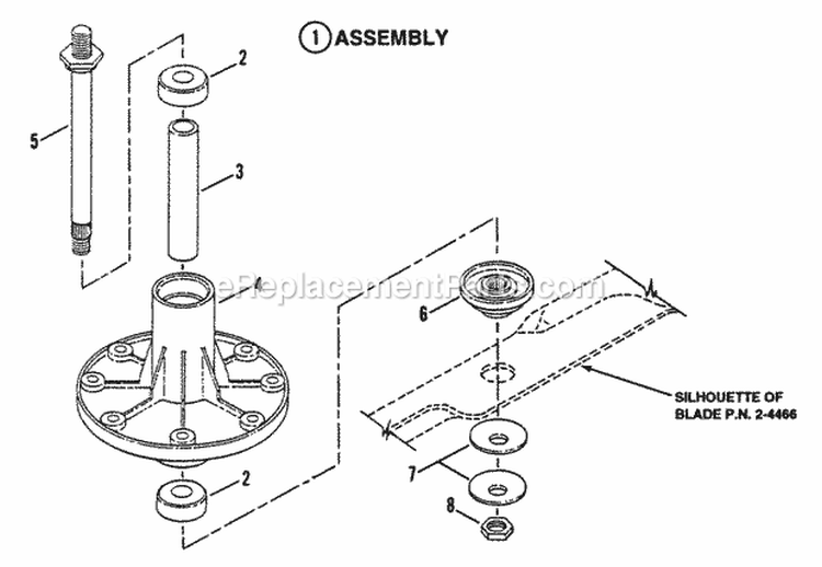 Spindle Diagram and Parts List for LT140H38ABV 80561 Snapper Lawn Tractor