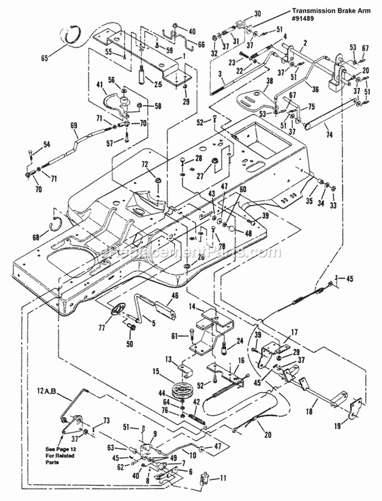 Clutch Brake  Steering Components Diagram and Parts List for LT140H38ABV 80561 Snapper Lawn Tractor