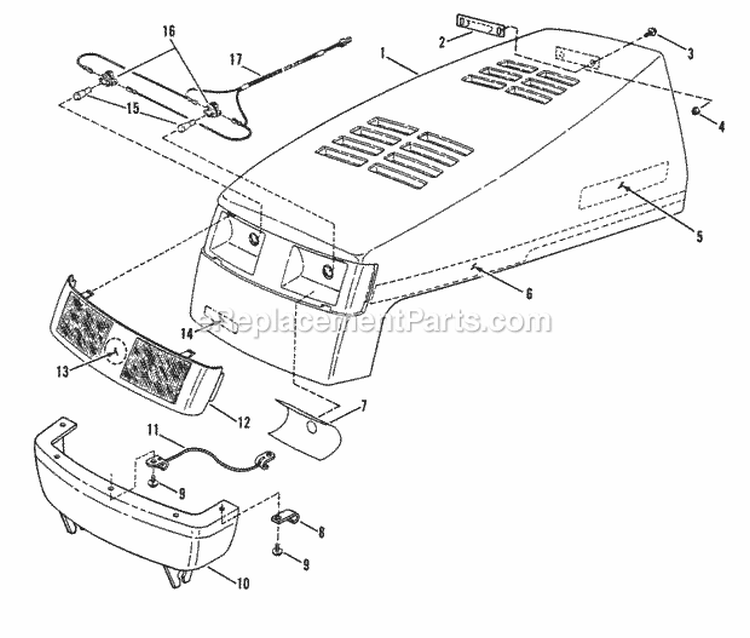 Hood Bumper  Components Diagram and Parts List for LT140H38ABV 80561 Snapper Lawn Tractor