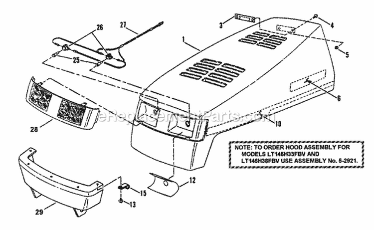 Hood Bumper Headlights  Components (Part 1) Diagram and Parts List for LT145H33FBV 84355 Snapper Lawn Tractor