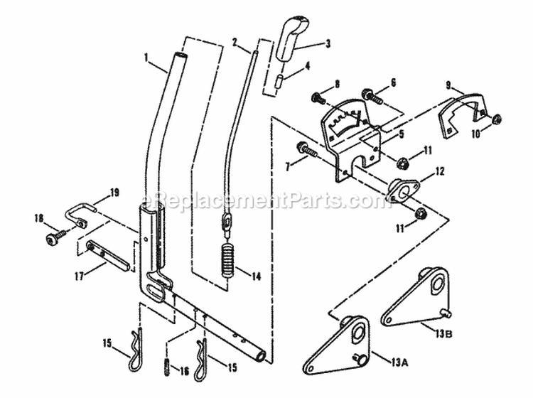 Implement Lift Parts Diagram and Parts List for ELT145H33FBV 84360 Snapper Lawn Tractor