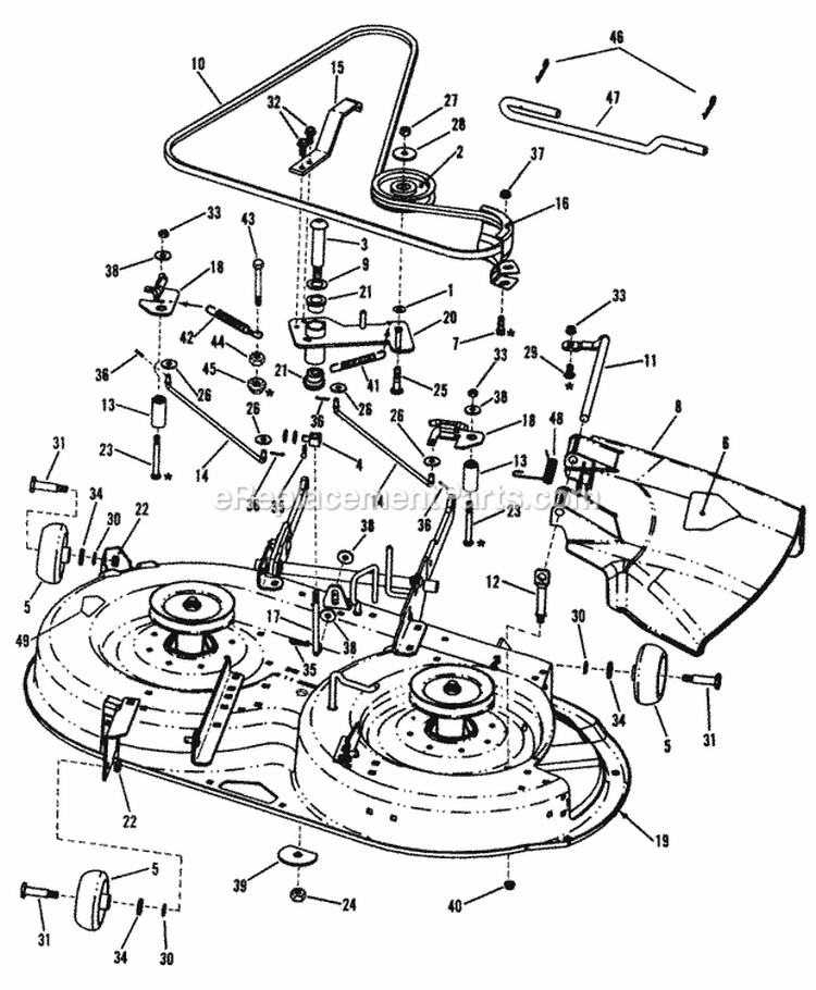 38 Cutting Deck Belts Brakes Diagram and Parts List for LT145H38FBV 84356 Snapper Lawn Tractor