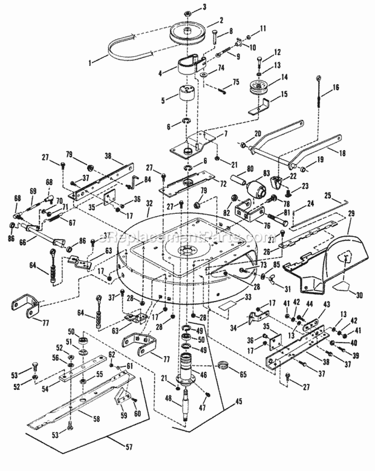 33 Cutting Deck Belts Brakes Diagram and Parts List for LT14H331KV 80085 Snapper Lawn Tractor