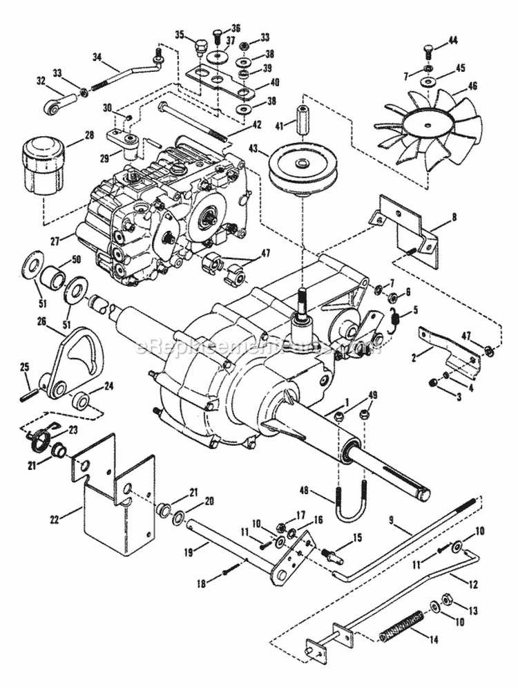 Transmission Group Diagram and Parts List for LT14H411KV 80086 Snapper Lawn Tractor