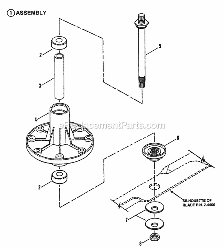 Spindle - 38 Cutting Deck Diagram and Parts List for LT140H38BBV  Snapper Lawn Tractor