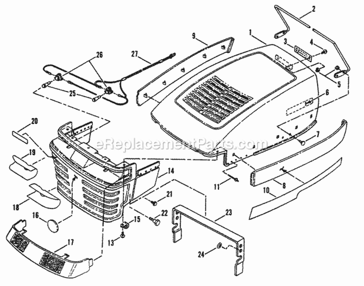 Hood Bumper Headlights  Components Diagram and Parts List for LT150H38BBV  Snapper Lawn Tractor