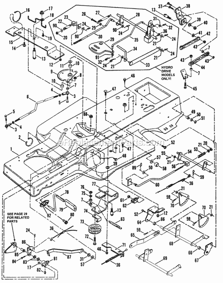 Frame Clutch Brake  Steering Components Diagram and Parts List for LT120G30BB  Snapper Lawn Tractor