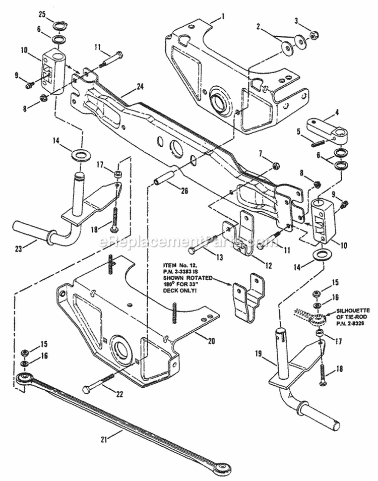 Front Axle Diagram and Parts List for LT120G30BB  Snapper Lawn Tractor