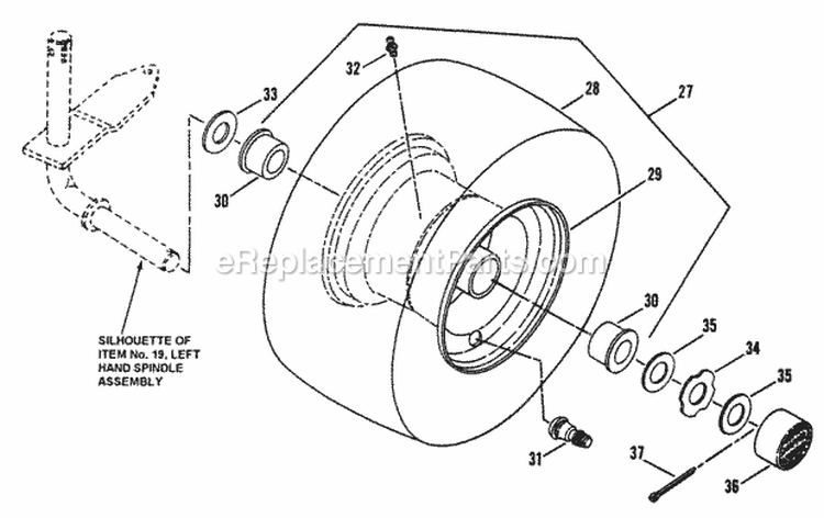 Front Wheel Parts Diagram and Parts List for LT120G30BB  Snapper Lawn Tractor