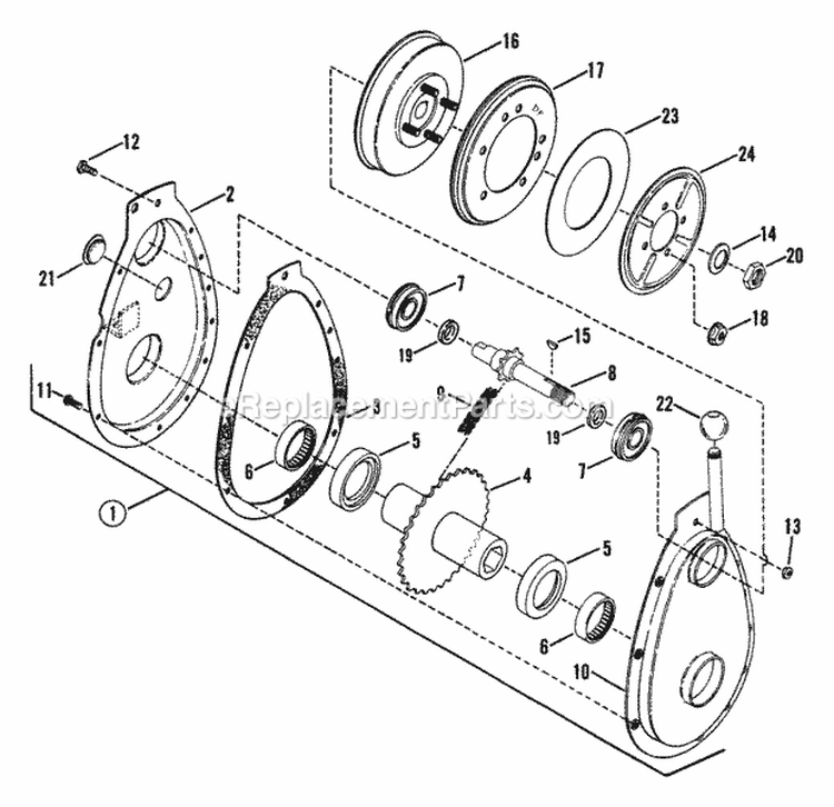 Primary Chain Case Diagram and Parts List for LT16001  Snapper Lawn Tractor