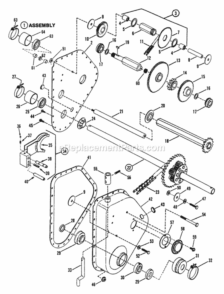 Transmission Assembly Parts Diagram and Parts List for LT16001  Snapper Lawn Tractor