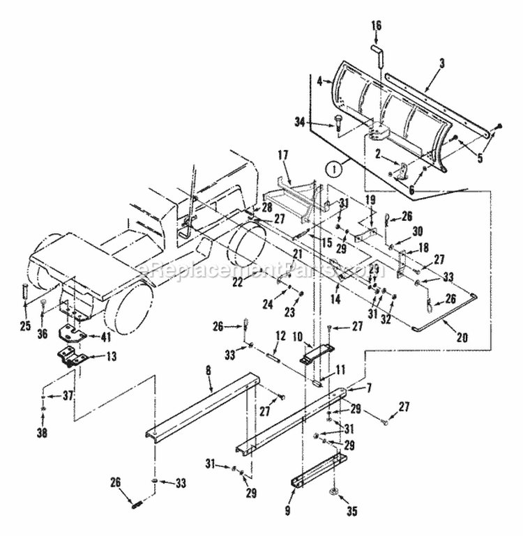 42 Dozer (00802) (PN 60629) Diagram and Parts List for LT16001  Snapper Lawn Tractor