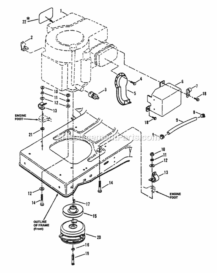 Engine Components Model Lt160H42Fbv Diagram and Parts List for LT160H42FBV  Snapper Lawn Tractor