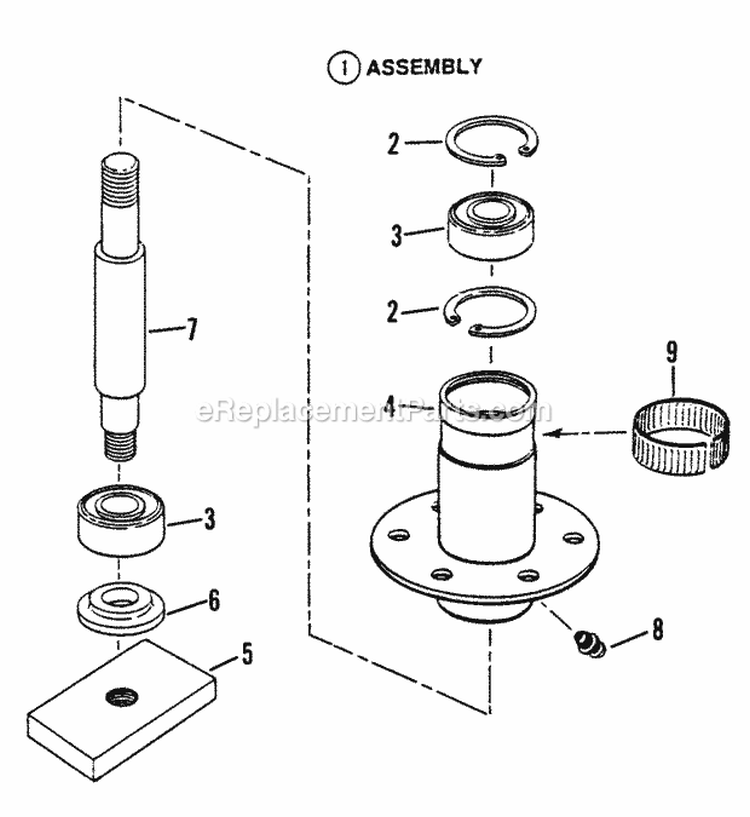 Spindle Assembly - 48 Cutting Deck Diagram and Parts List for LT160H482BV 80392 Snapper Lawn Tractor