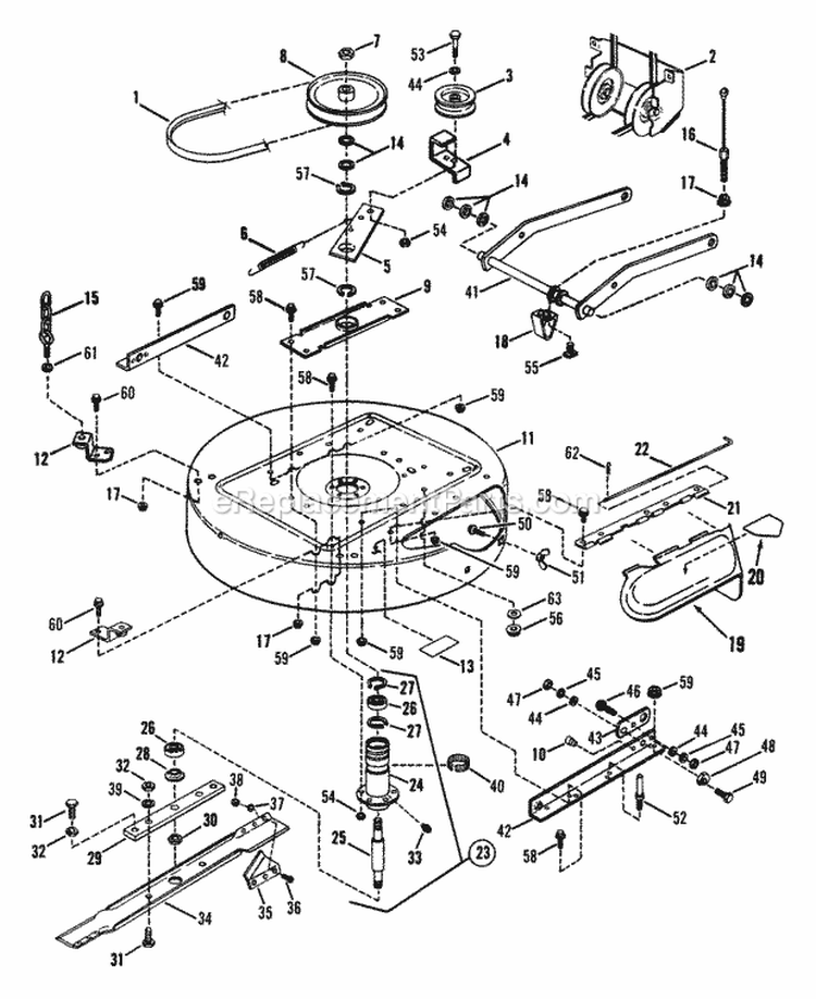 33 Mower Diagram and Parts List for LT16002  Snapper Lawn Tractor
