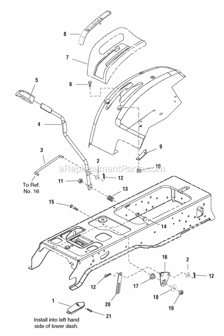 Lift Group - Manual Lift Diagram and Parts List for LT1644 2690117 Snapper Lawn Tractor