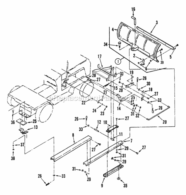 42 Dozer Diagram and Parts List for LT16002  Snapper Lawn Tractor
