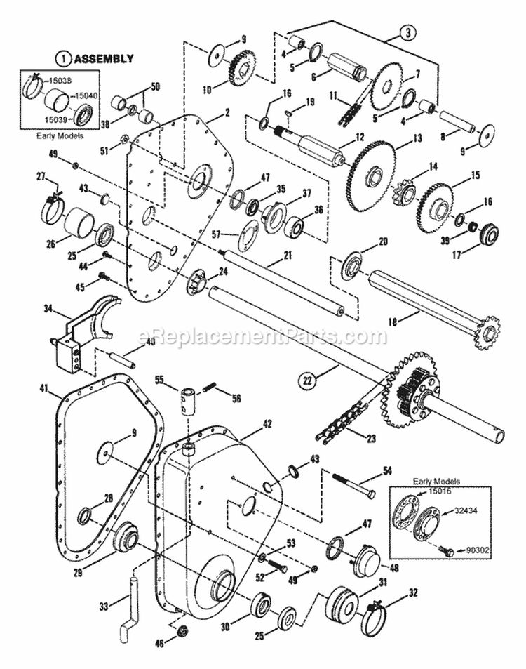 Transmission Assembly Parts Diagram and Parts List for LT16002  Snapper Lawn Tractor