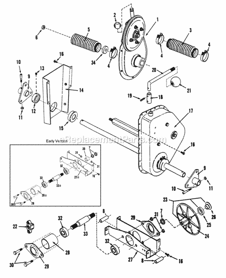 Drive Disc Rear Axle Components Diagram and Parts List for LT16002  Snapper Lawn Tractor